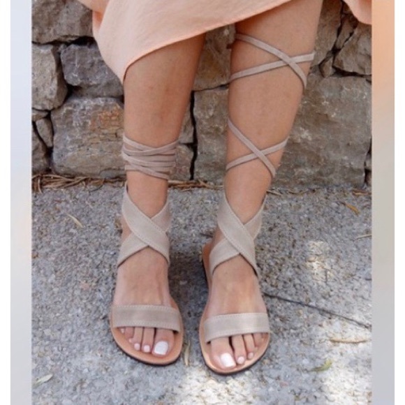 Authentic Leather Grecian Tie Sandals - Picture 1 of 7